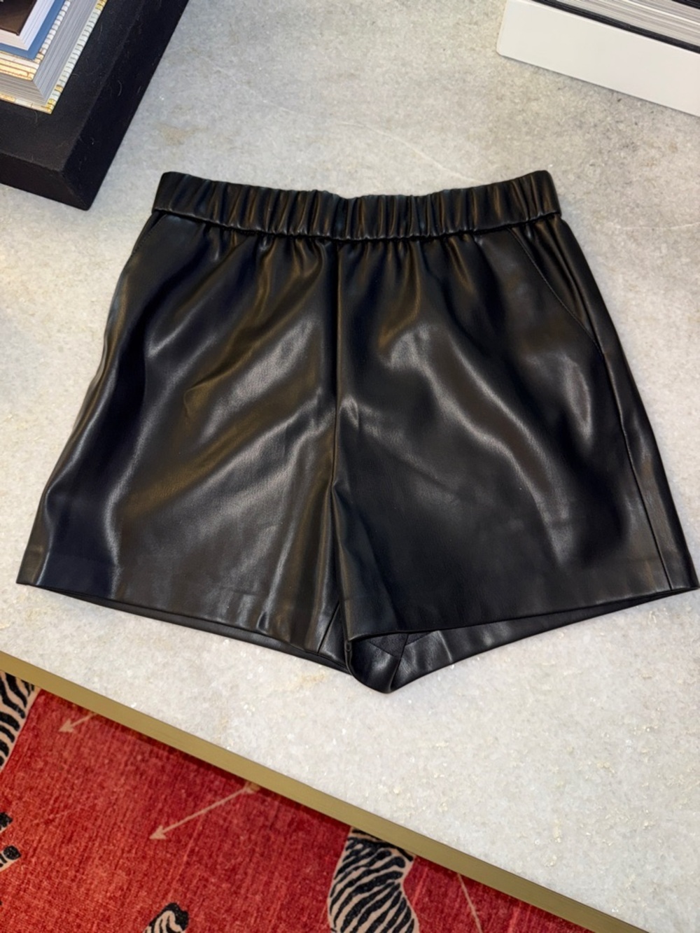 NEW Z Supply Black Faux Leather Elastic Waist Women's Shorts Sz XS
